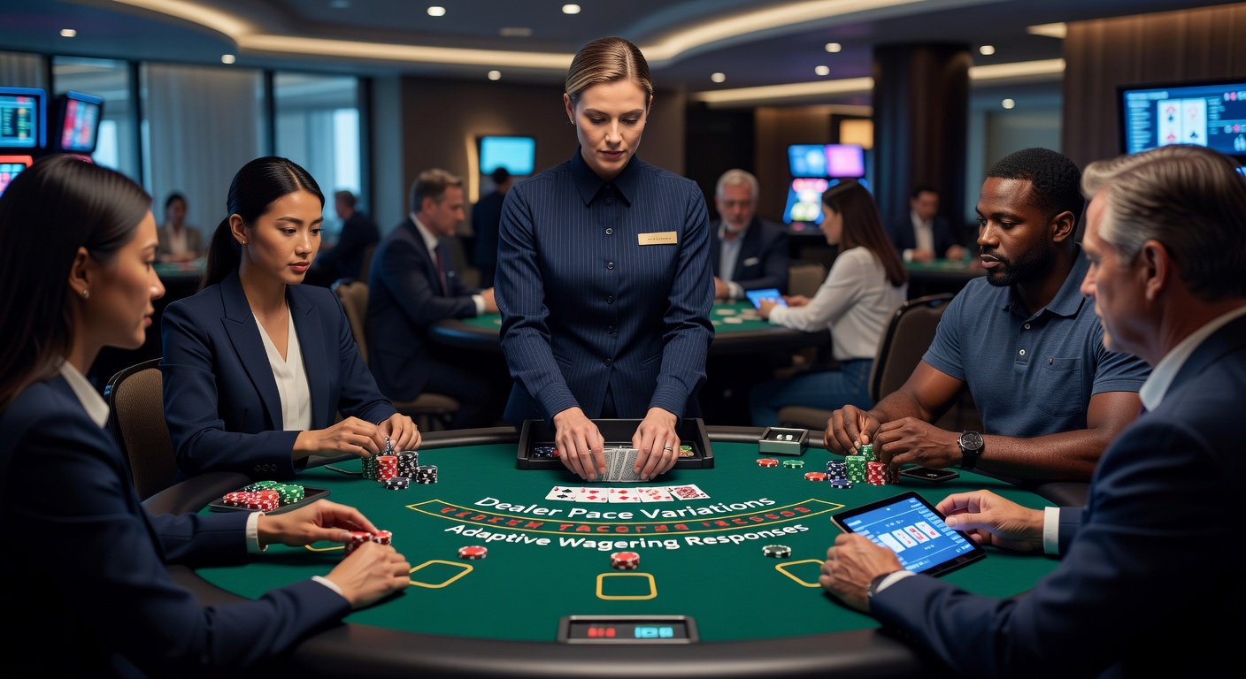 Nahaufnahme eines Blackjack-Tisches mit Fokus auf Kartenausgabe und Wettbereich unter Aufsicht
