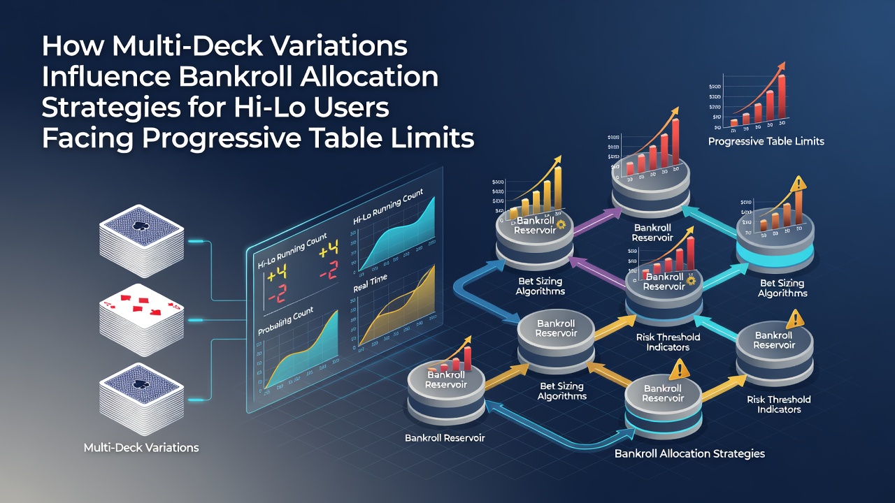 Diagramm zeigt Multi-Deck-Variationen und ihre Auswirkungen auf Hi-Lo-Zählstrategien bei Blackjack-Tischen mit progressiven Limits
