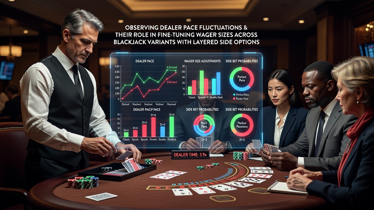 Blackjack dealer at a regulated table adjusting pace during a session with multiple side bet options active