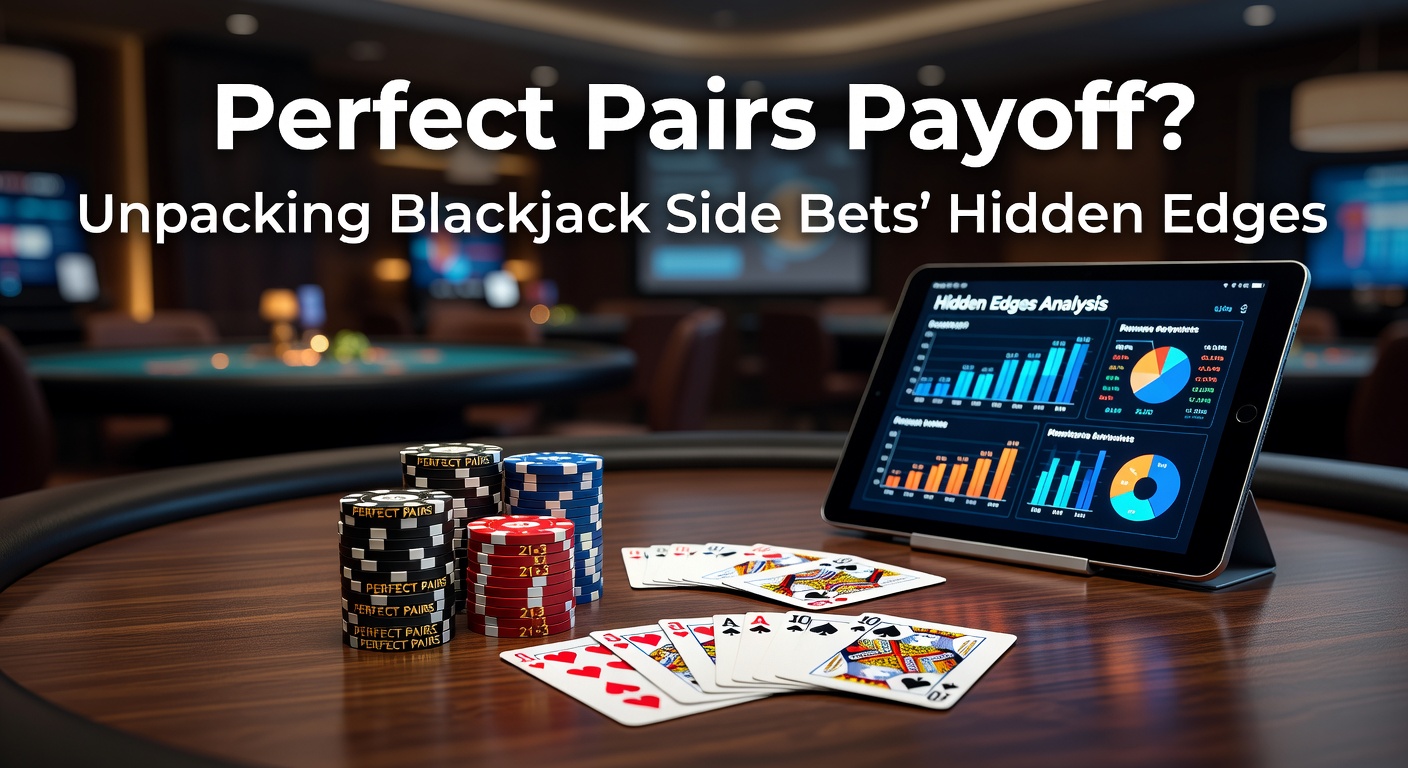 Blackjack-Tisch mit Perfect Pairs Side Bet, Kartenpaare hervorgehoben und Auszahlungstabelle sichtbar